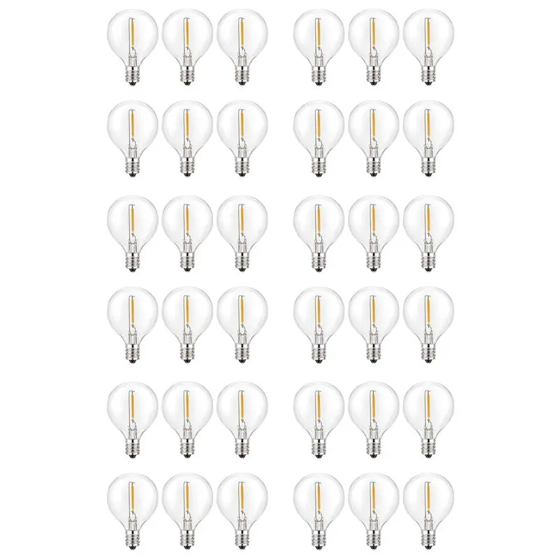 ABKP-36Pcs G40 Led Replacement Light Bulbs, E12 Screw Base Shatterproof LED Globe Bulbs For Solar String Lights Warm White
ABKP-36Pcs G40 Led Replacement Light Bulbs, E12 Screw Base Shatterproof LED Globe Bulbs For Solar String Lights Warm White