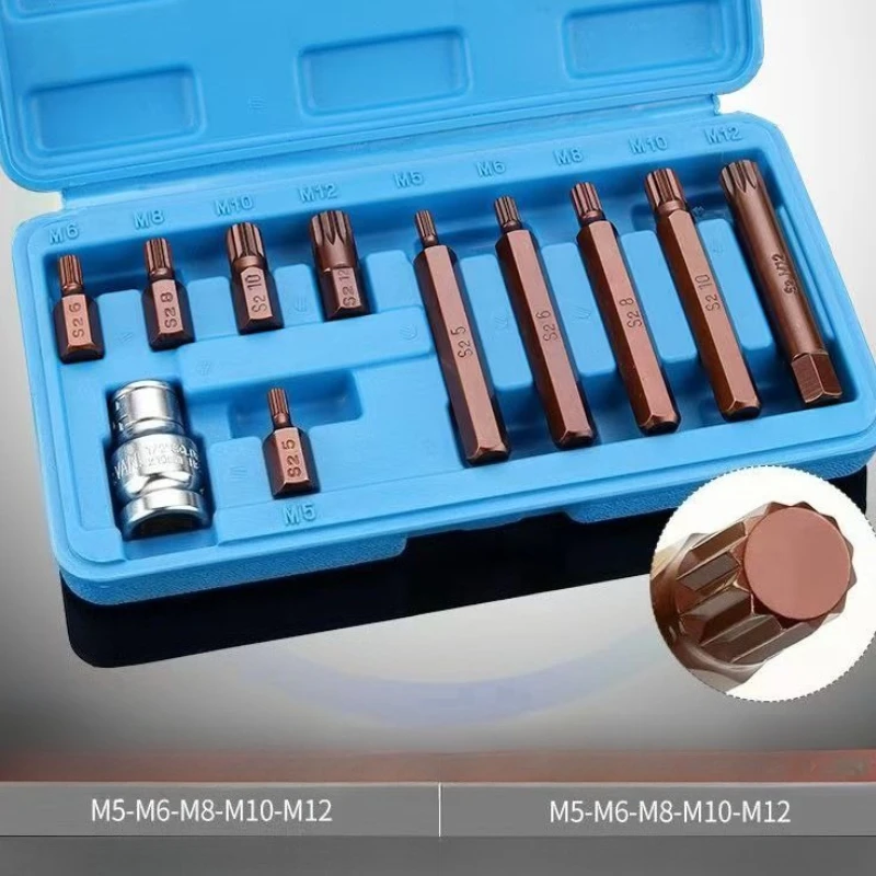 Set of M Type Screwdriver Bits With Adapter 10mm Shank Long M5 M6 M8 M10 M12 Bit Kit 12 Points Drive Tips Repair Tool
Set of M Type Screwdriver Bits With Adapter 10mm Shank Long M5 M6 M8 M10 M12 Bit Kit 12 Points Drive Tips Repair Tool