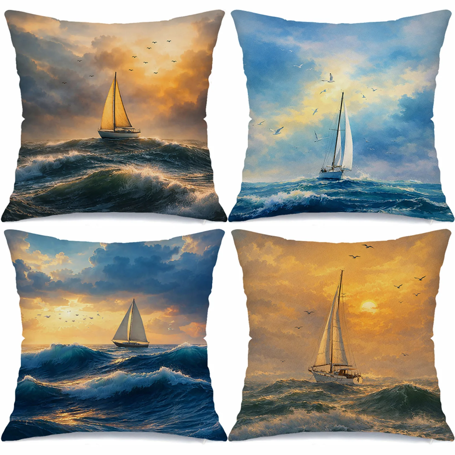 Sailboat Sunset Pillow Covers, Ocean Wave Sailing Vessel Art Throw Pillow Cases, Nautical Coastal Home Decor Cushion Covers
Sailboat Sunset Pillow Covers, Ocean Wave Sailing Vessel Art Throw Pillow Cases, Nautical Coastal Home Decor Cushion Covers
