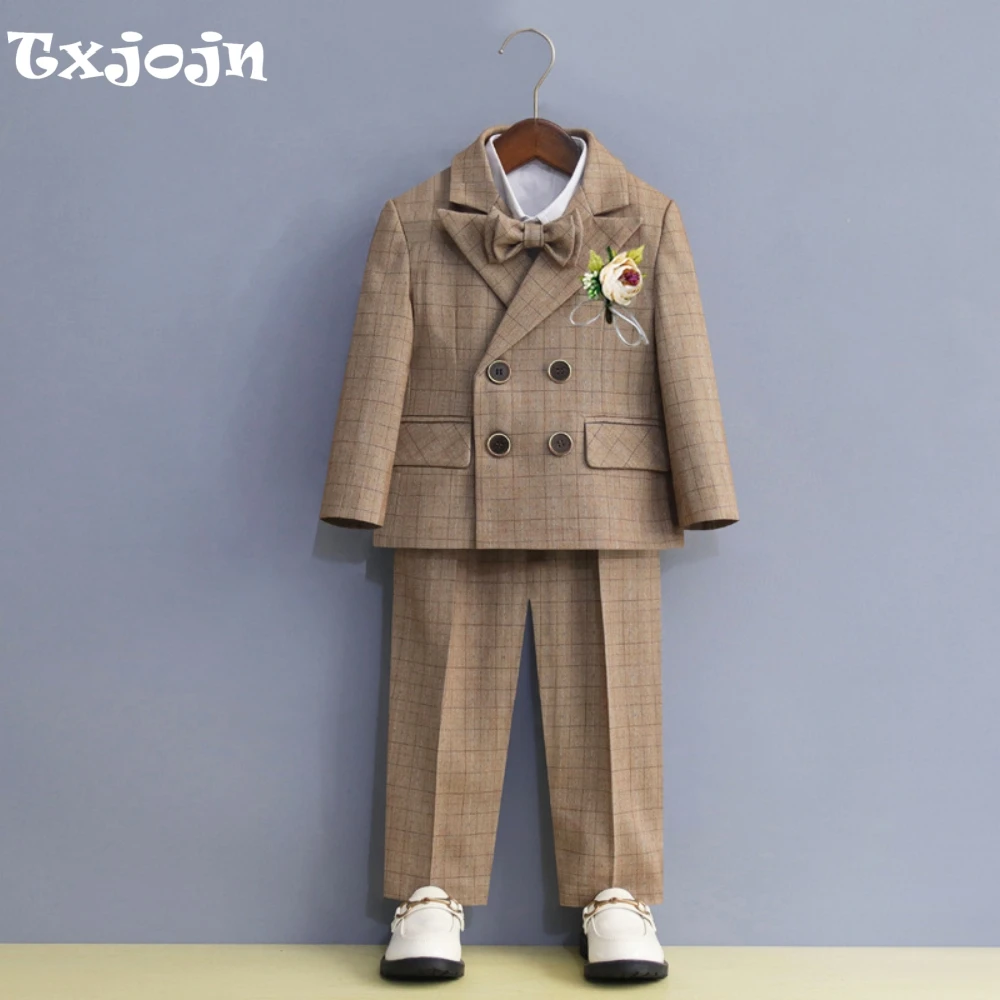 Hot Sale Boys Plaid Suit Set 5 Pieces,Double Breasted Kids Tuxedo Birthday Party Outfit,Elegant Children's Slim Fit Suits
Hot Sale Boys Plaid Suit Set 5 Pieces,Double Breasted Kids Tuxedo Birthday Party Outfit,Elegant Children's Slim Fit Suits