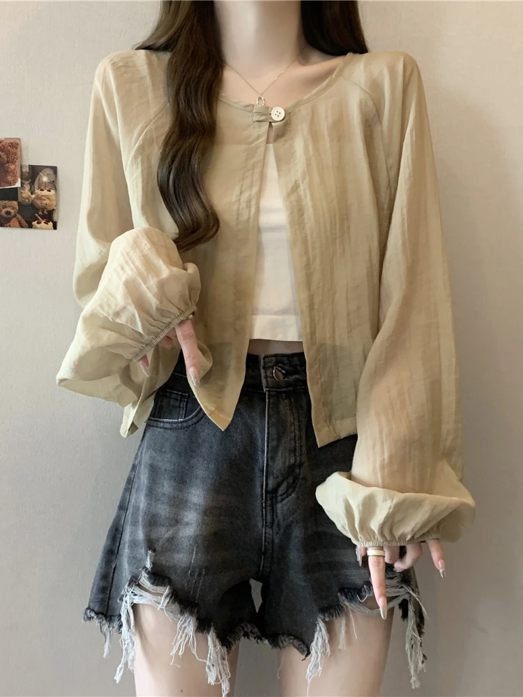 Slim Fit Long Sleeve Sun Protection Shirt Women's Summer plus Size Faux Wrap Shoulder Shawl Air Conditioning Top Korean Style
Slim Fit Long Sleeve Sun Protection Shirt Women's Summer plus Size Faux Wrap Shoulder Shawl Air Conditioning Top Korean Style