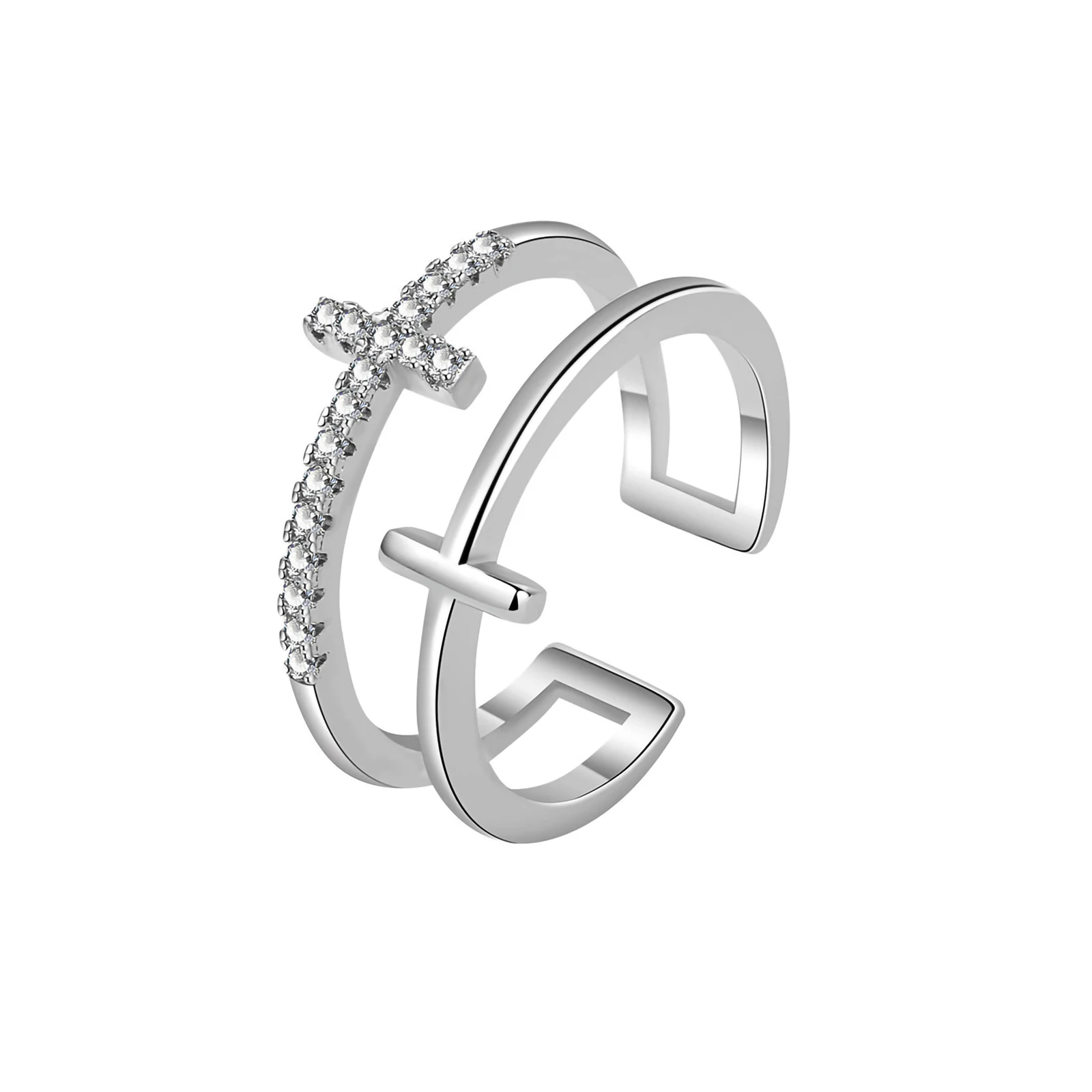 Cross 925 Silver Ring Women's Niche Design Double-layer Ring Minimalist Style High-end Intermediate Ring Women's ins
Cross 925 Silver Ring Women's Niche Design Double-layer Ring Minimalist Style High-end Intermediate Ring Women's ins