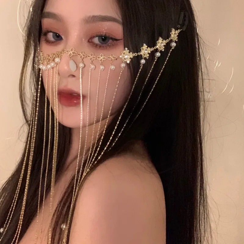 1Pc Exotic Charm Face Veil Jewelry Face Chain Imitation-pearlWater Droplet Tassel Face Curtain Eyebrow Droop Photography Props
1Pc Exotic Charm Face Veil Jewelry Face Chain Imitation-pearlWater Droplet Tassel Face Curtain Eyebrow Droop Photography Props