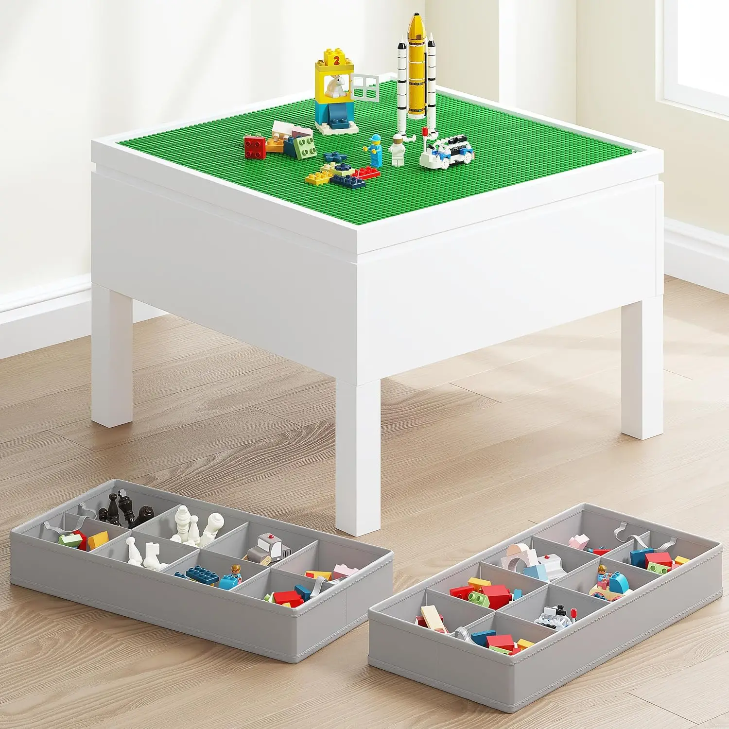 3-in-1 Kids Activity Table with Storage, Compatible with Lego and Duplo Bricks for Building, Drawing, and Crafts
3-in-1 Kids Activity Table with Storage, Compatible with Lego and Duplo Bricks for Building, Drawing, and Crafts