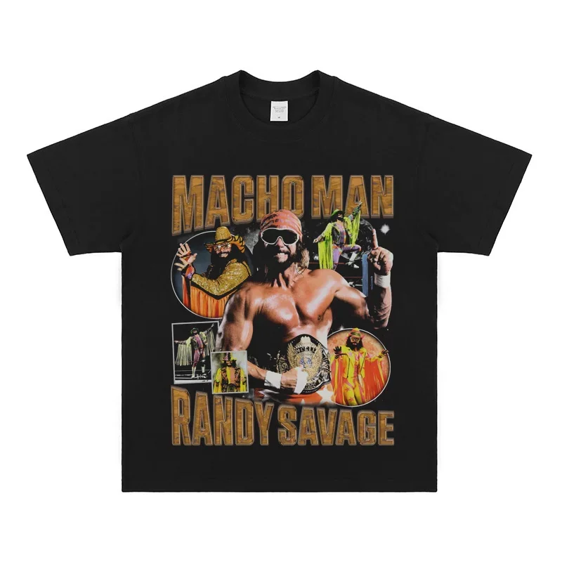 Macho Man Randy Savage Retro Wrestling T-Shirt Harajuku Punk Street Fashion Casual Trendy Graphic Tee Nostalgic Fans Wear
Macho Man Randy Savage Retro Wrestling T-Shirt Harajuku Punk Street Fashion Casual Trendy Graphic Tee Nostalgic Fans Wear