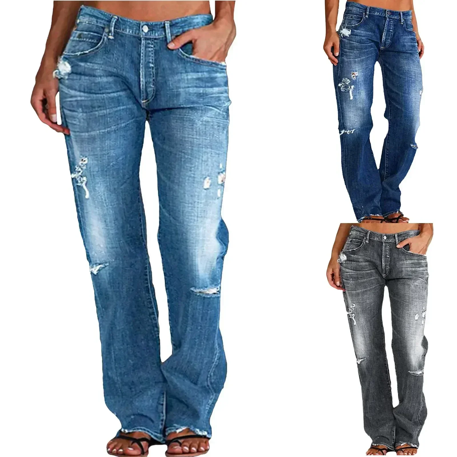 2024 Autumn Straight Denim Pants Women High Waist Hole Jeans Female Blue Pocket Washed Denim Jeans Casual Loose Trousers Lady
2024 Autumn Straight Denim Pants Women High Waist Hole Jeans Female Blue Pocket Washed Denim Jeans Casual Loose Trousers Lady