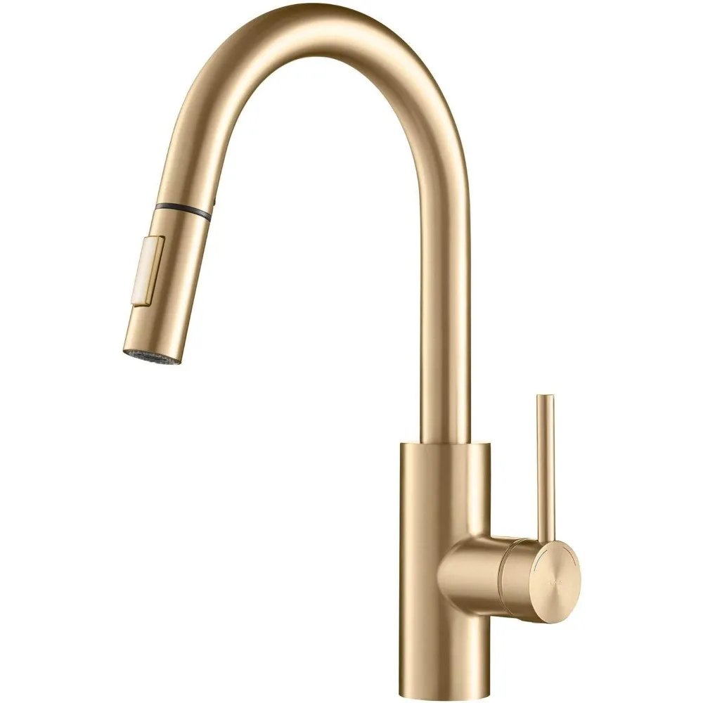 Single Handle Pull Down Kitchen Faucet with QuickDock Top Mount Installation Assembly in Spot-Free Brushed Brass
Single Handle Pull Down Kitchen Faucet with QuickDock Top Mount Installation Assembly in Spot-Free Brushed Brass