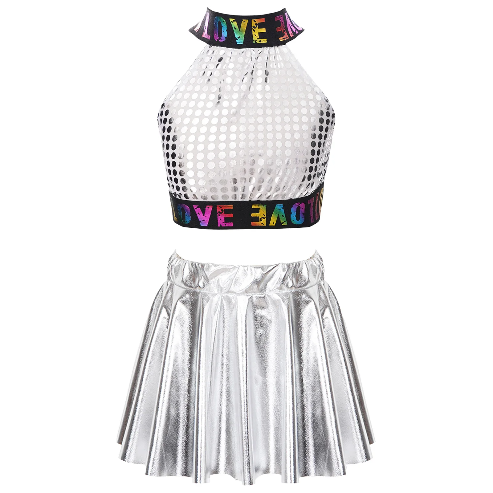 Kids Girls Dance Clothes Shiny Sequin Hip-hop Cool Wear Sleeveless Crop Top with Skirt Jazz Dance Performance Competition Outfit
Kids Girls Dance Clothes Shiny Sequin Hip-hop Cool Wear Sleeveless Crop Top with Skirt Jazz Dance Performance Competition Outfit