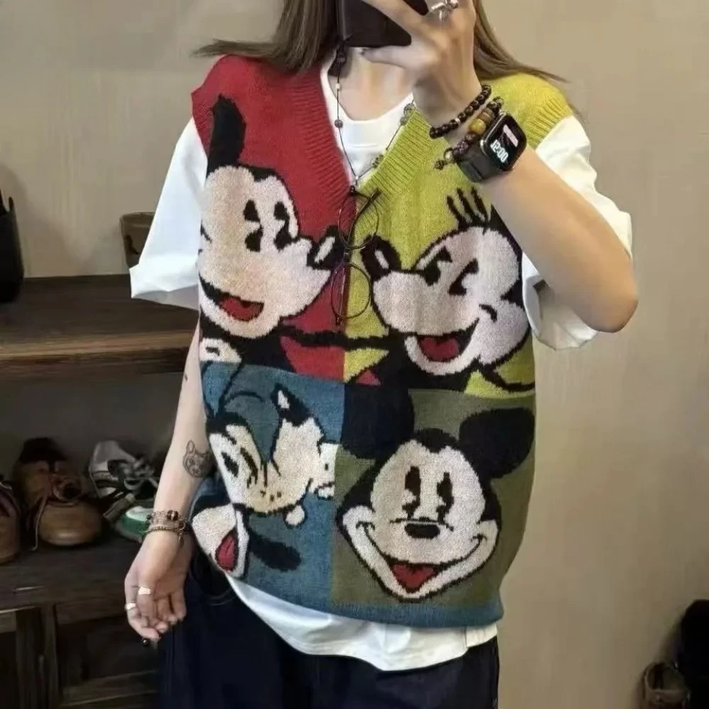 Vintage Style Mickey Mouse Color - Block Knitted Vest Casual Loose V - Neck Sleeveless Sweater Vest Aesthetic Fashion Knitwear
Vintage Style Mickey Mouse Color - Block Knitted Vest Casual Loose V - Neck Sleeveless Sweater Vest Aesthetic Fashion Knitwear