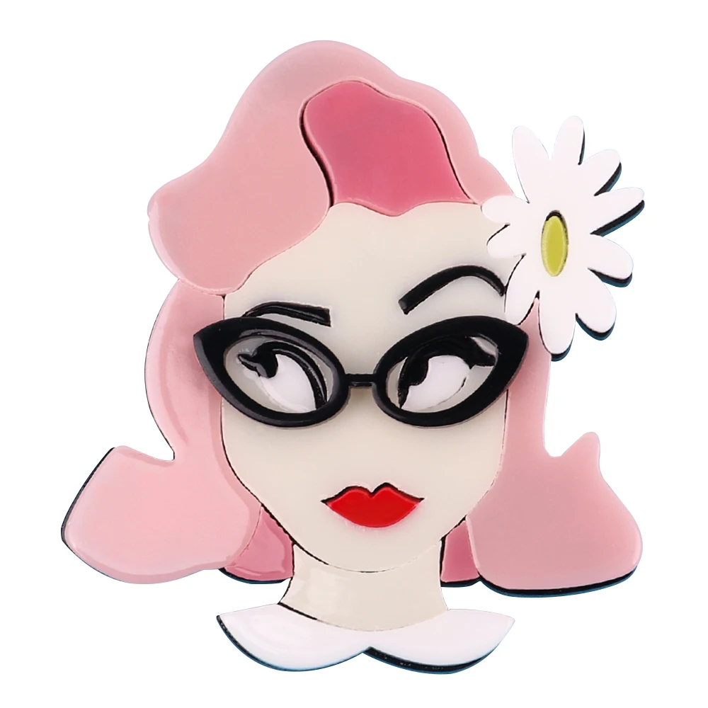 Acrylic Wear Flower Glasses Lady Lapel Pins Brooches for Women Cartoon Pink Hair Girl Figure Brooch Badges Clothing Jewelry Gift
Acrylic Wear Flower Glasses Lady Lapel Pins Brooches for Women Cartoon Pink Hair Girl Figure Brooch Badges Clothing Jewelry Gift