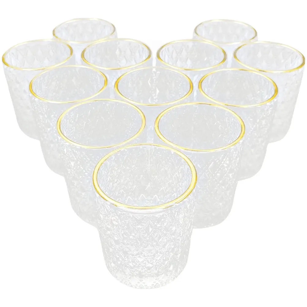 12Pcs Gold Holder Glass Tealight Cup Sturdy Non-Deform Modern Style for Living Room Bedroom Dining Table Decorative
12Pcs Gold Holder Glass Tealight Cup Sturdy Non-Deform Modern Style for Living Room Bedroom Dining Table Decorative
