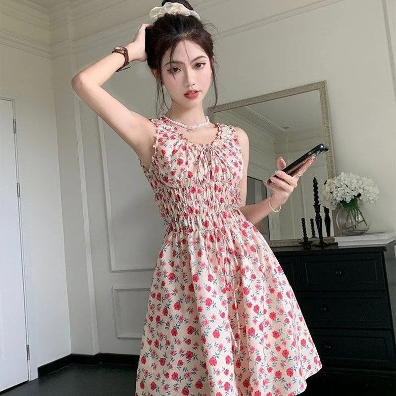Floral Print Mini Dresses Spring Summer A-line Sweet Korean Fashion Vestidos Mujer Beach Style Sleeveless Retro Mini Dress
Floral Print Mini Dresses Spring Summer A-line Sweet Korean Fashion Vestidos Mujer Beach Style Sleeveless Retro Mini Dress