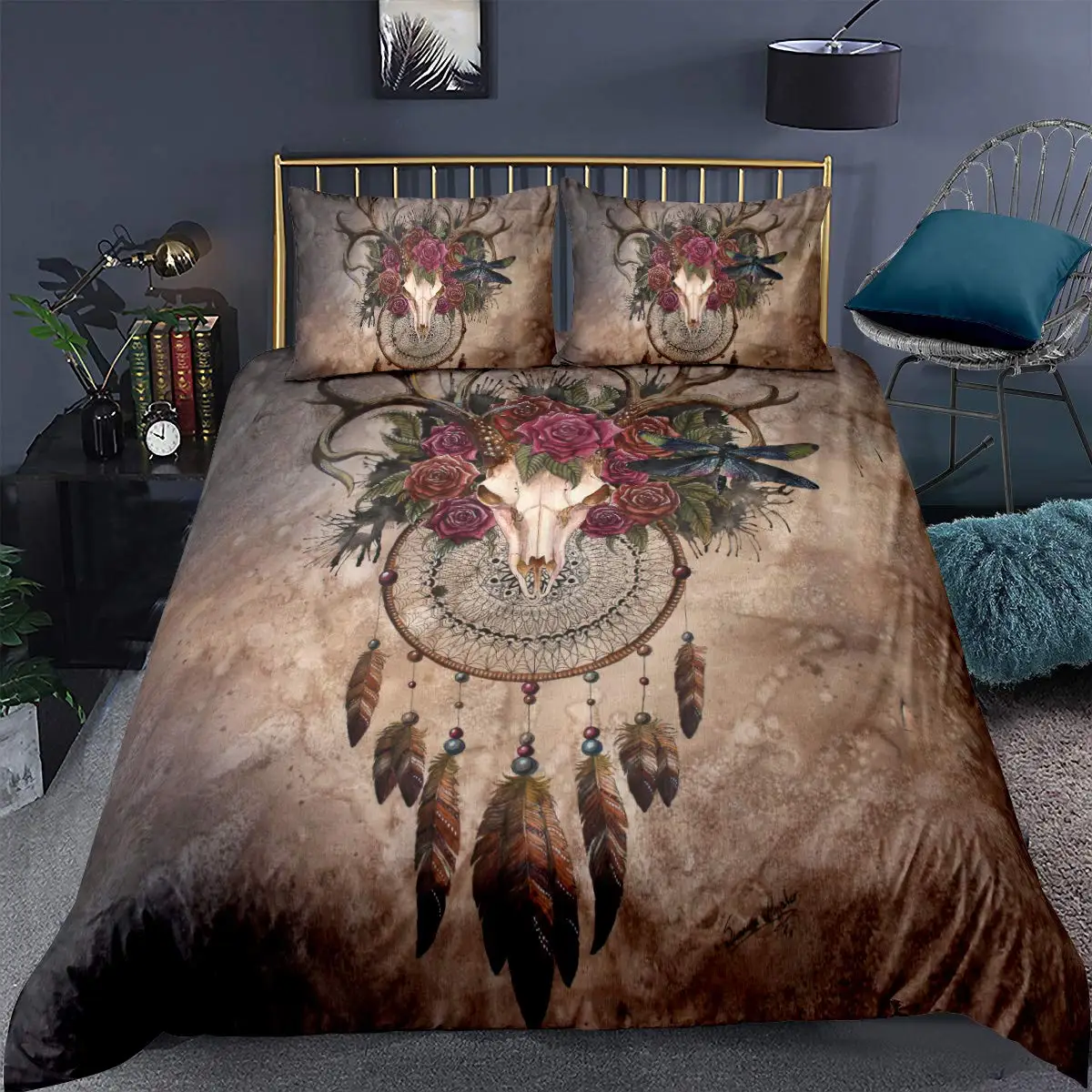 Dream Catcher Duvet Cover, Ethnic Tribal Feather Rose Pattern Duvet Cover For Women, Exotic Bohemian Style Bedding
Dream Catcher Duvet Cover, Ethnic Tribal Feather Rose Pattern Duvet Cover For Women, Exotic Bohemian Style Bedding