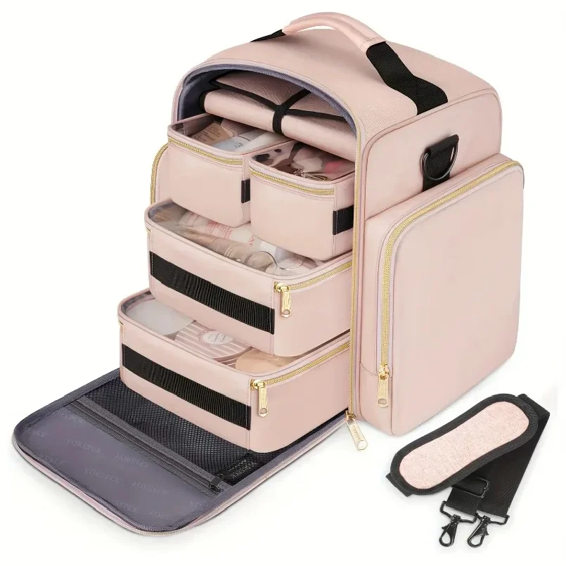 Large Travel Makeup Bag Organizer With 4 Removable Cases And 1 Jewelry Organizer Roll, Multiple Storage Pockets Cosmetic Bag
Large Travel Makeup Bag Organizer With 4 Removable Cases And 1 Jewelry Organizer Roll, Multiple Storage Pockets Cosmetic Bag