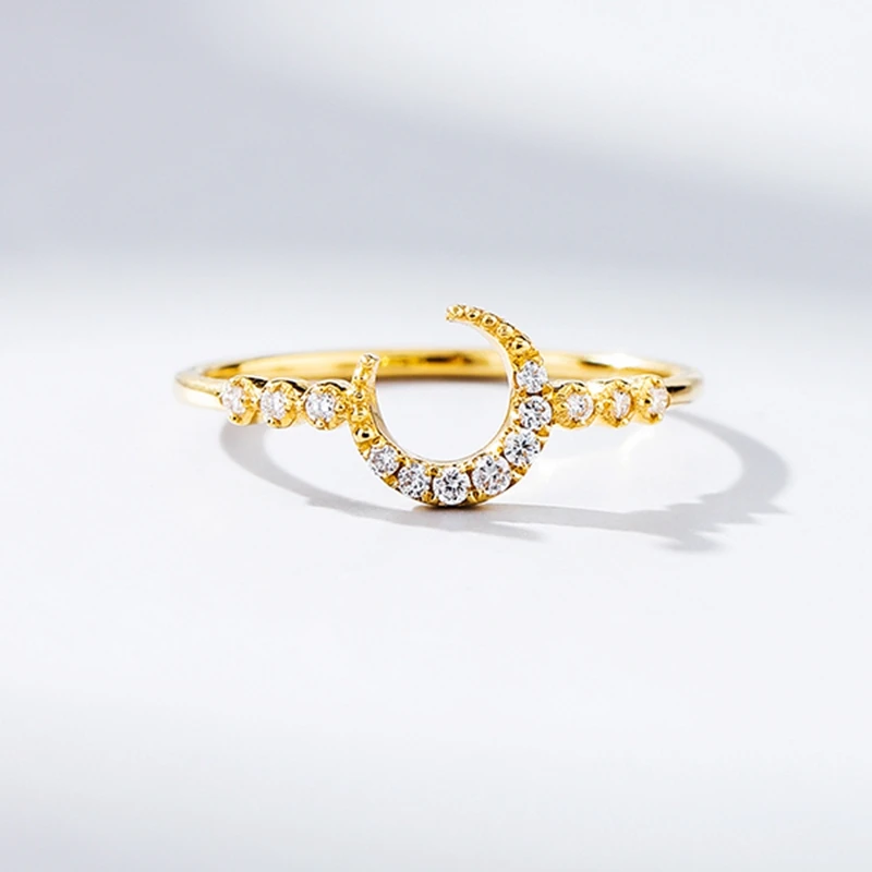 Shruno 925 Sterling Silver Simple moon Moissanite Diamonds Charm Gold Color Finger Rings For Women Wedding Engagement Jewelry
Shruno 925 Sterling Silver Simple moon Moissanite Diamonds Charm Gold Color Finger Rings For Women Wedding Engagement Jewelry