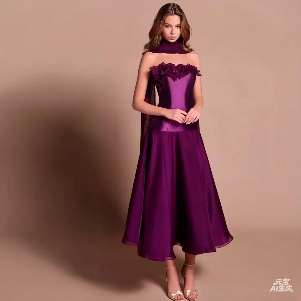 Customized Purple Strapless Formal Evening Dresses with Scarf Prom Gown Floral A-Line Elegant Party Dresses 2026 For Women
Customized Purple Strapless Formal Evening Dresses with Scarf Prom Gown Floral A-Line Elegant Party Dresses 2026 For Women