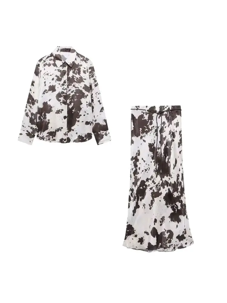 TRZA Women's Fashion Animal Print Two-Piece Set with Flowing Shirts And High Elastic Waist Belt Midi Skirt for Stylish Females
TRZA Women's Fashion Animal Print Two-Piece Set with Flowing Shirts And High Elastic Waist Belt Midi Skirt for Stylish Females