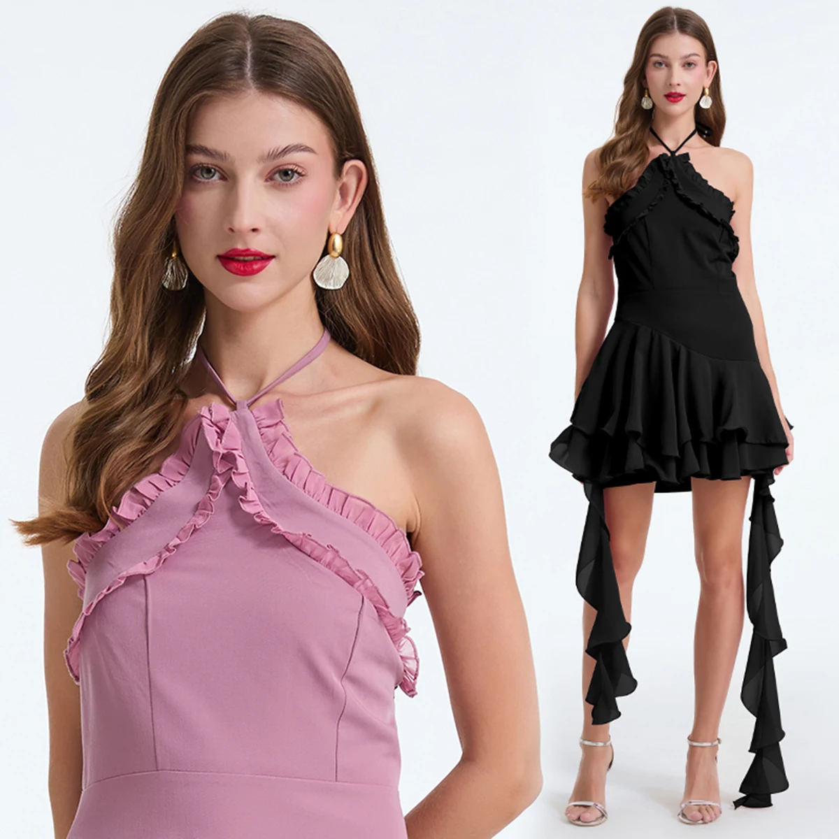 Summer New Design Splice Chiffon Slim Fit Waist Cinching Neck Hanging Dress Women's Cross-Border Independent Station
Summer New Design Splice Chiffon Slim Fit Waist Cinching Neck Hanging Dress Women's Cross-Border Independent Station