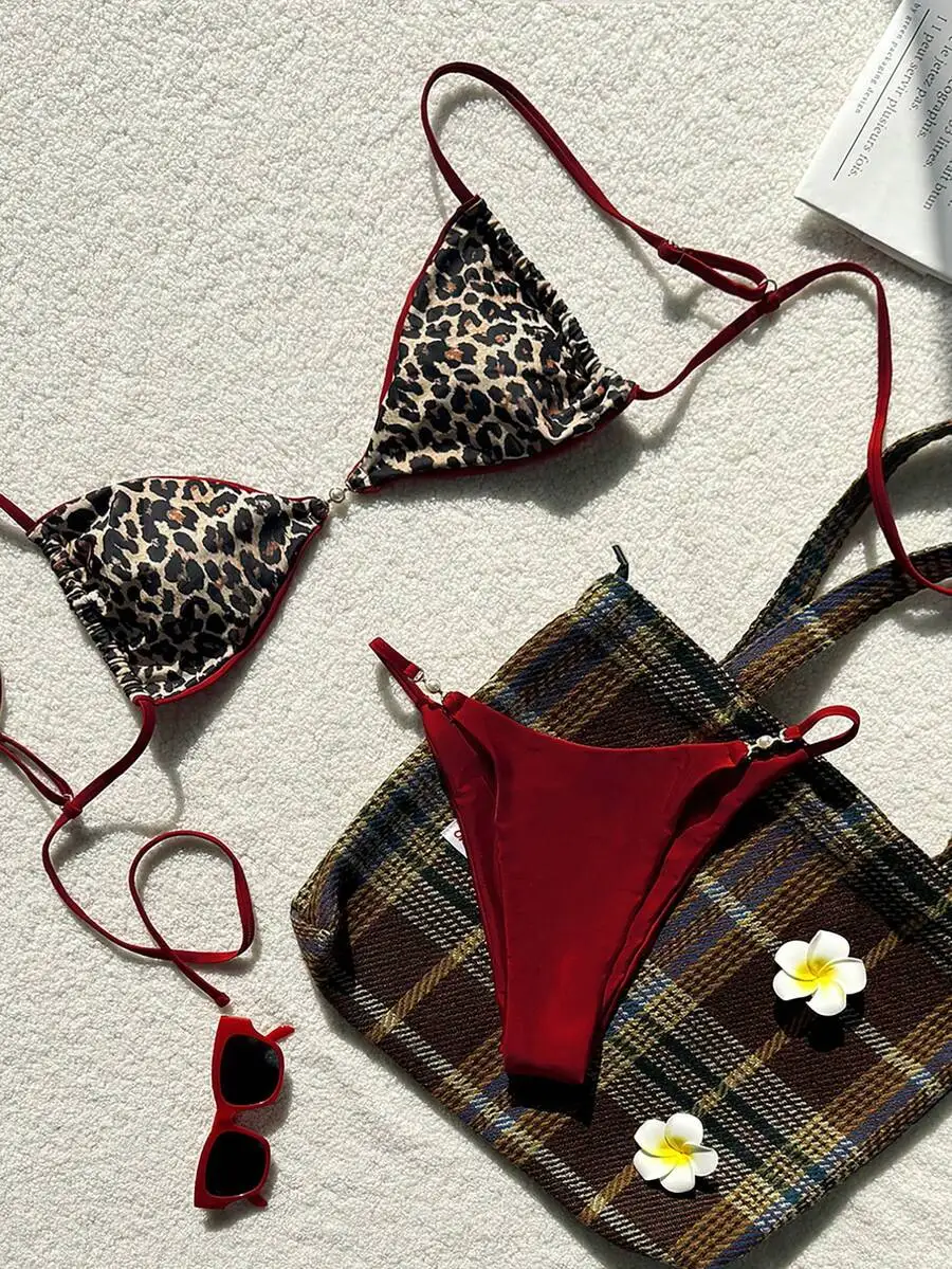 Leopard Print Spaghetti Strap Bikini Set High Cut Bottoms Women Swimwear
Leopard Print Spaghetti Strap Bikini Set High Cut Bottoms Women Swimwear