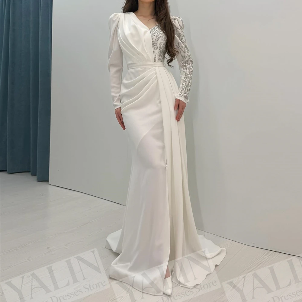 Women's A-line Evening Dresses Floor-length V-neck Full Sleeve Prom Dresses Fashion Sequined Simple Draped Customized Gowns
Women's A-line Evening Dresses Floor-length V-neck Full Sleeve Prom Dresses Fashion Sequined Simple Draped Customized Gowns