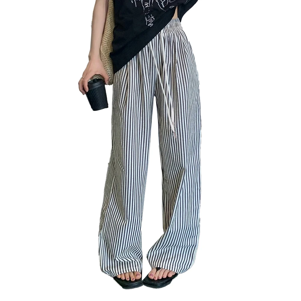 Women's High Waisted Black And White Striped Wide Leg Pants Summer High Street Versatile Casual Wide Leg Mop Trousers Female
Women's High Waisted Black And White Striped Wide Leg Pants Summer High Street Versatile Casual Wide Leg Mop Trousers Female