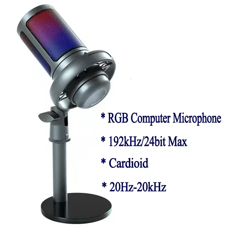 USB Microphone for Recording and Streaming on PC and Mac,Headphone Output and Touch-Mute Button RGB Hypercardioid Microphone
USB Microphone for Recording and Streaming on PC and Mac,Headphone Output and Touch-Mute Button RGB Hypercardioid Microphone