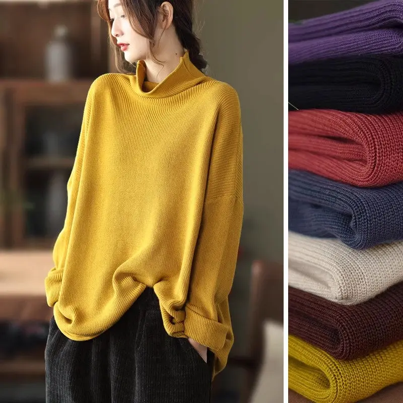 2024 Autumn/Winter Korean Large Size High Neck Knitted Shirt For Women's Loose Lazy Style Casual Base Sweater Pullover Top A369
2024 Autumn/Winter Korean Large Size High Neck Knitted Shirt For Women's Loose Lazy Style Casual Base Sweater Pullover Top A369