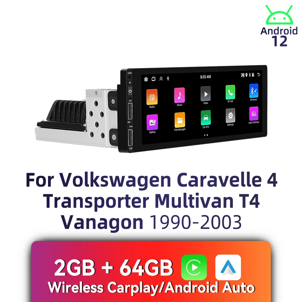 CarPlay Android Car Stereo 1 Din Head Unit for VW Volkswagen Caravelle 4 Transporter Multivan T4 Vanagon 1990-2003 Autoradio
CarPlay Android Car Stereo 1 Din Head Unit for VW Volkswagen Caravelle 4 Transporter Multivan T4 Vanagon 1990-2003 Autoradio