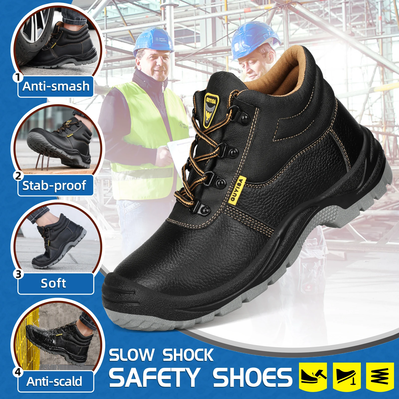 Мужские рабочие ботинки GUYISA с защитой от ударов и проколов, прочная подошва из полиуретана (ПУ) двойной плотности
Мужские рабочие ботинки GUYISA с защитой от ударов и проколов, прочная подошва из полиуретана (ПУ) двойной плотности