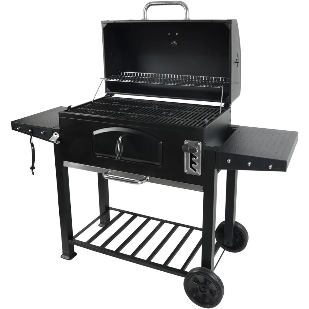 Grill Boss 32 Inch Charcoal BBQ Grill with Side Shelves, Built-In Thermometer, Black
Grill Boss 32 Inch Charcoal BBQ Grill with Side Shelves, Built-In Thermometer, Black