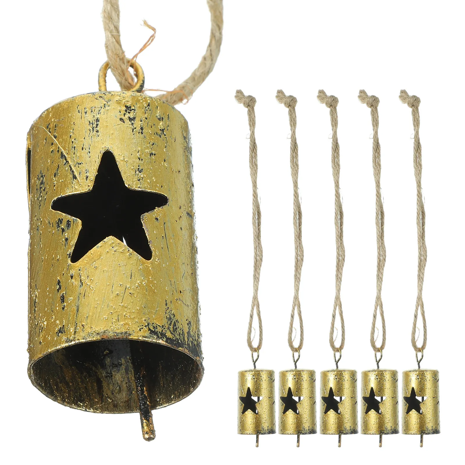 6Pcs Metal Christmas Bell Pendant Hollow Cylindrical Pentagram Pattern Xmas Tree Hanging Ornament Decorative Xmas Decor Party
6Pcs Metal Christmas Bell Pendant Hollow Cylindrical Pentagram Pattern Xmas Tree Hanging Ornament Decorative Xmas Decor Party