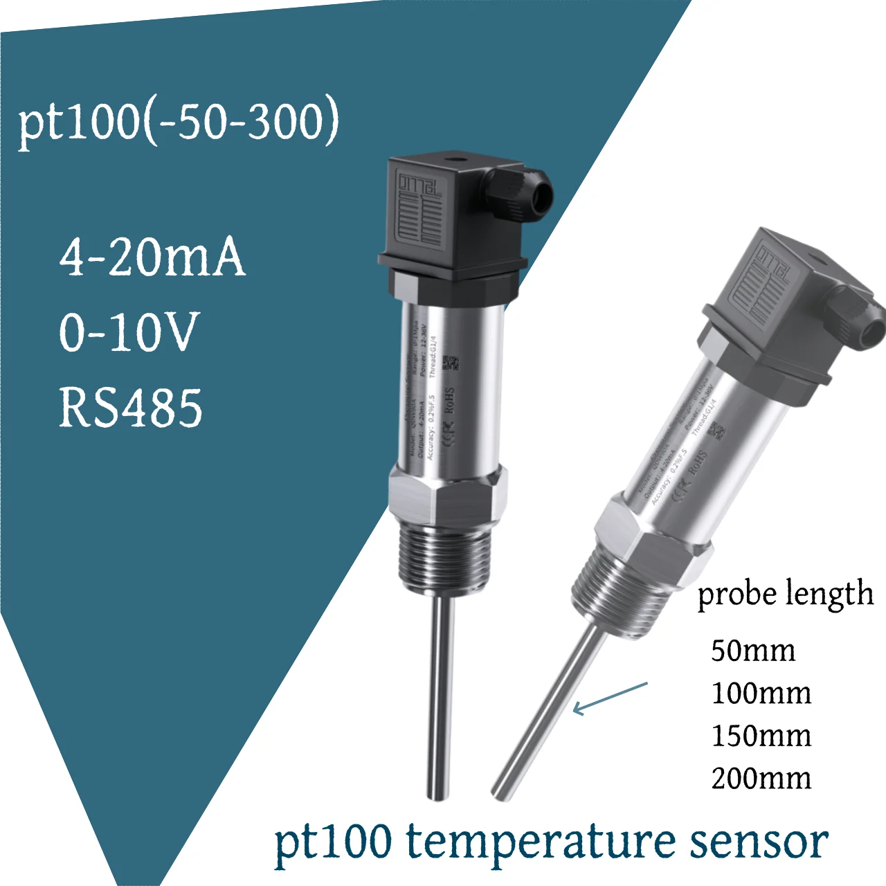 PT100 Temperature Signal Sensor 6mm Probe Diameter -50-200C 4-20mA 0-200C to 0-10V M20*1.5 DC24V Temperature Transmitter
PT100 Temperature Signal Sensor 6mm Probe Diameter -50-200C 4-20mA 0-200C to 0-10V M20*1.5 DC24V Temperature Transmitter