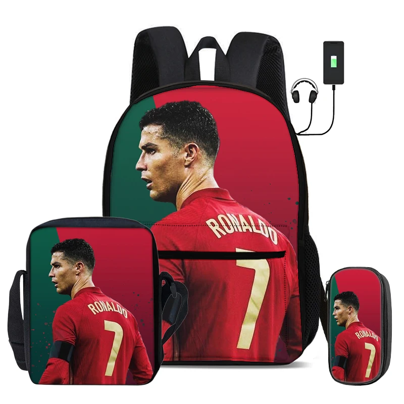Backpack with USB interface Ronaldo 3 Pcs Set School Bags Kids Rucksack Shoulder Bag Football Sports CR Football Star Pencil Bag
Backpack with USB interface Ronaldo 3 Pcs Set School Bags Kids Rucksack Shoulder Bag Football Sports CR Football Star Pencil Bag