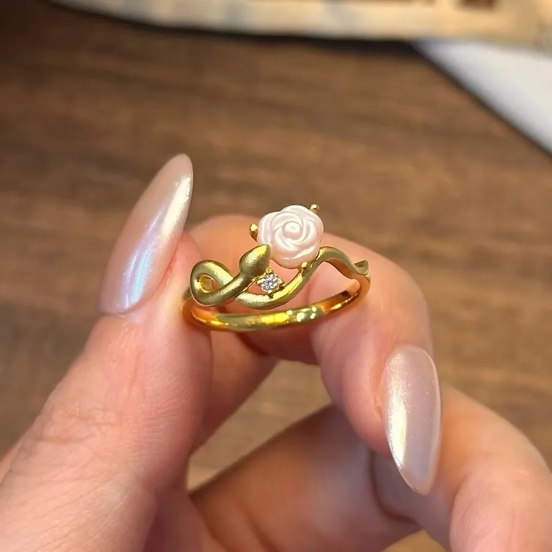 Fashion K14 Gold Color Open Rose Shape Pearl Ring for Women Bride Wedding Engagement High Jewelry Rings Gifts Not Fade
Fashion K14 Gold Color Open Rose Shape Pearl Ring for Women Bride Wedding Engagement High Jewelry Rings Gifts Not Fade