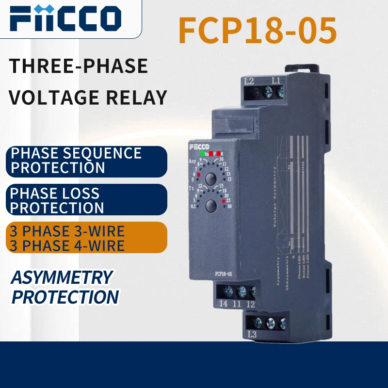 Fiicco FCP18-05 18mm DIN Rail Motor Protection Relay for HVAC Systems & Industrial Pumps Three-phase Monitoring Relays
Fiicco FCP18-05 18mm DIN Rail Motor Protection Relay for HVAC Systems & Industrial Pumps Three-phase Monitoring Relays