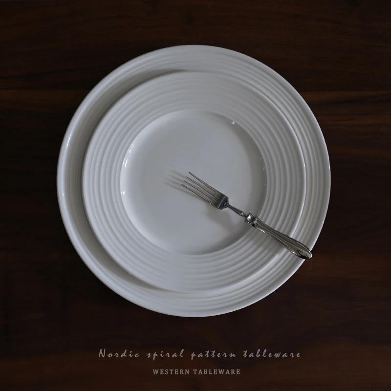 British Western Food UK Simple Spiral Pattern Ceramic Western Food Plate Steak Plate Party Dish Pasta Tableware
British Western Food UK Simple Spiral Pattern Ceramic Western Food Plate Steak Plate Party Dish Pasta Tableware