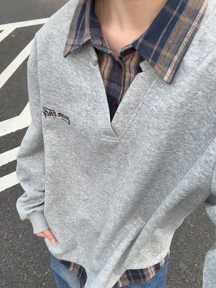 American Sle Plaid Splicing Long Sve Men's Sweatirt High End Feeling irt Trendy Brand Embroidery Base irt
American Sle Plaid Splicing Long Sve Men's Sweatirt High End Feeling irt Trendy Brand Embroidery Base irt