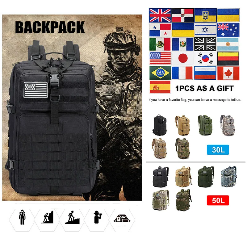 30L/50L Tactical Backpack Men 900D Nylon Military Hiking Bag Outdoor Travel Rucksack Army Outdoor Camping Trekking Hunting Bag
30L/50L Tactical Backpack Men 900D Nylon Military Hiking Bag Outdoor Travel Rucksack Army Outdoor Camping Trekking Hunting Bag