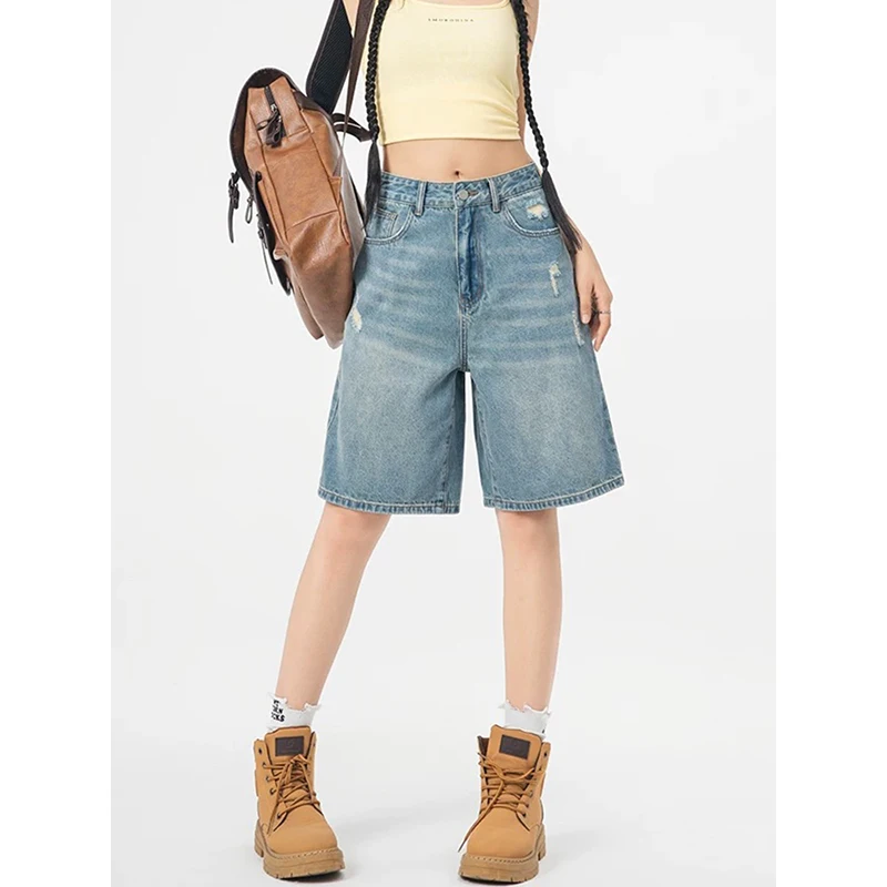 YIBASHU Womens Blue Denim Shorts Vintage Harajuku 2000s Y2k Gyaru High Waist Ripped Shorts Hot Jeans Pants Shorts Summer Clothes
YIBASHU Womens Blue Denim Shorts Vintage Harajuku 2000s Y2k Gyaru High Waist Ripped Shorts Hot Jeans Pants Shorts Summer Clothes