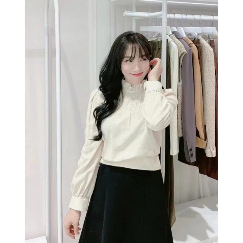 Comfortable Silk irt Women's Small Stand Collar Pleated Gently Ele Spring Faion Commute Sle Long Sve Pure Color
Comfortable Silk irt Women's Small Stand Collar Pleated Gently Ele Spring Faion Commute Sle Long Sve Pure Color