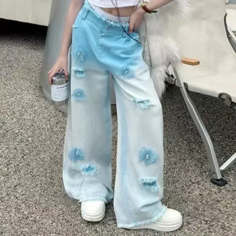 Fashion Elastic Waist Comfort Kids Pants Teen Girls 3D Butterfly Gradient Hole Wide Legs Jeans Children Floor Pants
Fashion Elastic Waist Comfort Kids Pants Teen Girls 3D Butterfly Gradient Hole Wide Legs Jeans Children Floor Pants