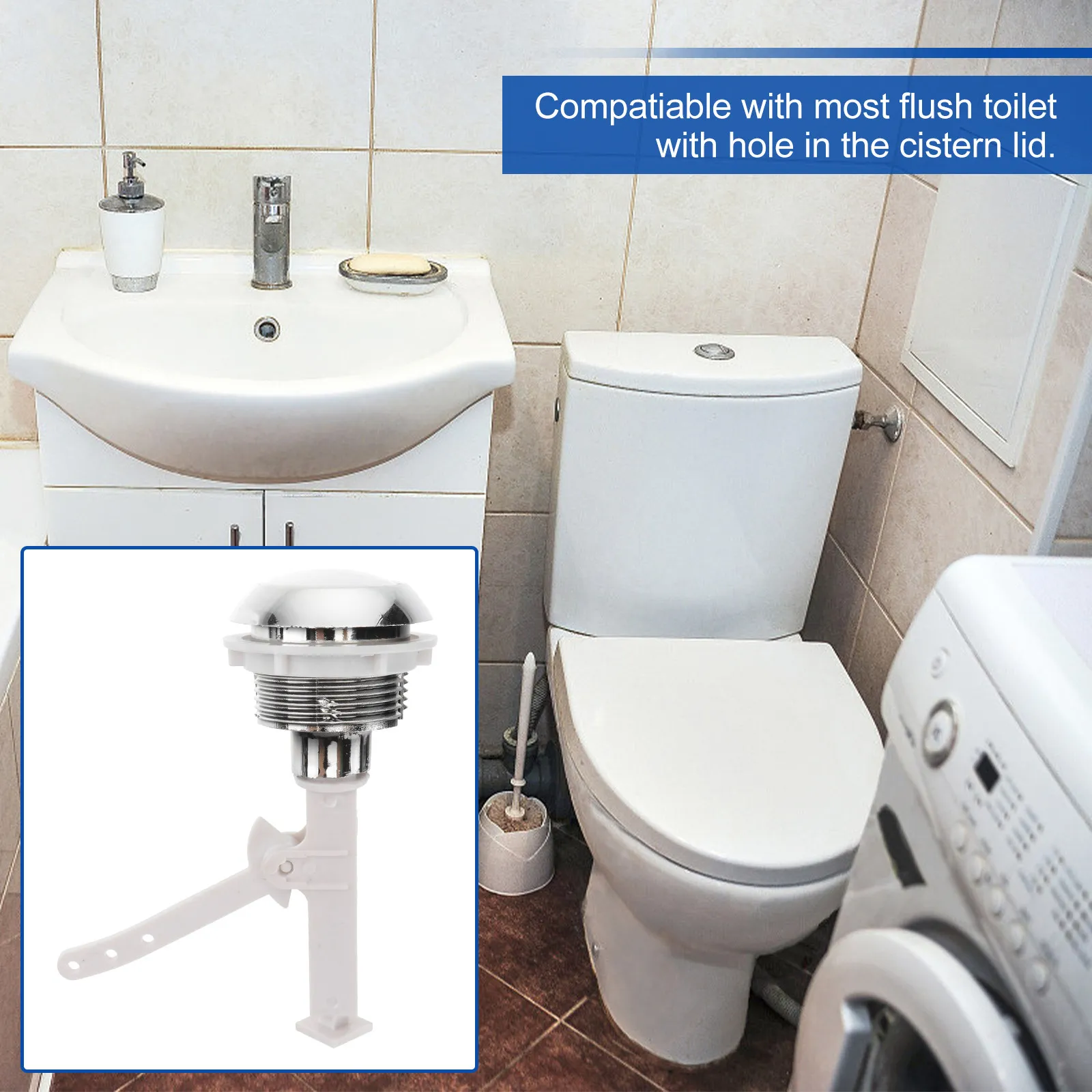 Toilet Water Tank Push Button Rod Hard Plastic Compatible Flush Toilet Hole Cistern Lid Easy Install Replacement Button
Toilet Water Tank Push Button Rod Hard Plastic Compatible Flush Toilet Hole Cistern Lid Easy Install Replacement Button
