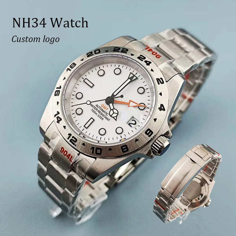 NH34 Men's Watch GMT Automatic NH34 Movement Watch Blue Luminous Custom Logo Sapphire Crystal Mechanical Watch
NH34 Men's Watch GMT Automatic NH34 Movement Watch Blue Luminous Custom Logo Sapphire Crystal Mechanical Watch