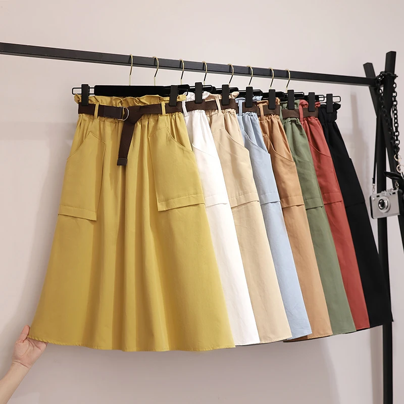 Vintage Cotton Ruffle All-Match Umbrella Skirt Women Casual Loose Pocket High Waist A-line Knee-Length Midi Skirt Preppy Style
Vintage Cotton Ruffle All-Match Umbrella Skirt Women Casual Loose Pocket High Waist A-line Knee-Length Midi Skirt Preppy Style