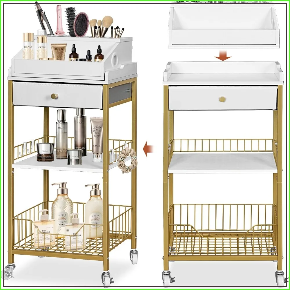 2-in-1 Rolling Makeup Cart with Drawer & Hair Tool Holder, Gold Vanity Storage for Skincare, Perfume, Cosmetics
2-in-1 Rolling Makeup Cart with Drawer & Hair Tool Holder, Gold Vanity Storage for Skincare, Perfume, Cosmetics