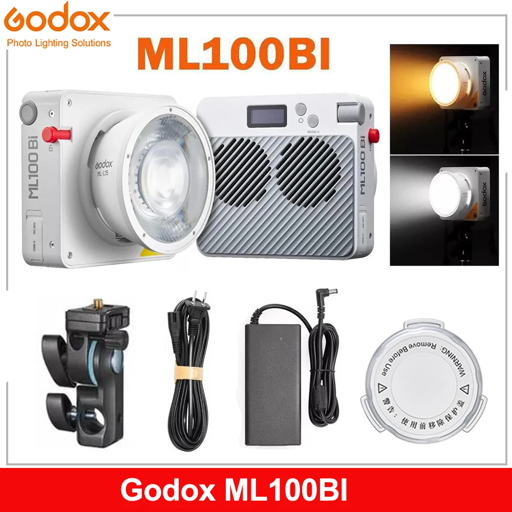 Godox ML100Bi Bi-Color LED Video Light 2800-6500K 120W App Control Portable Selfie Lights for Outdoor Shooting Llive Streaming
Godox ML100Bi Bi-Color LED Video Light 2800-6500K 120W App Control Portable Selfie Lights for Outdoor Shooting Llive Streaming