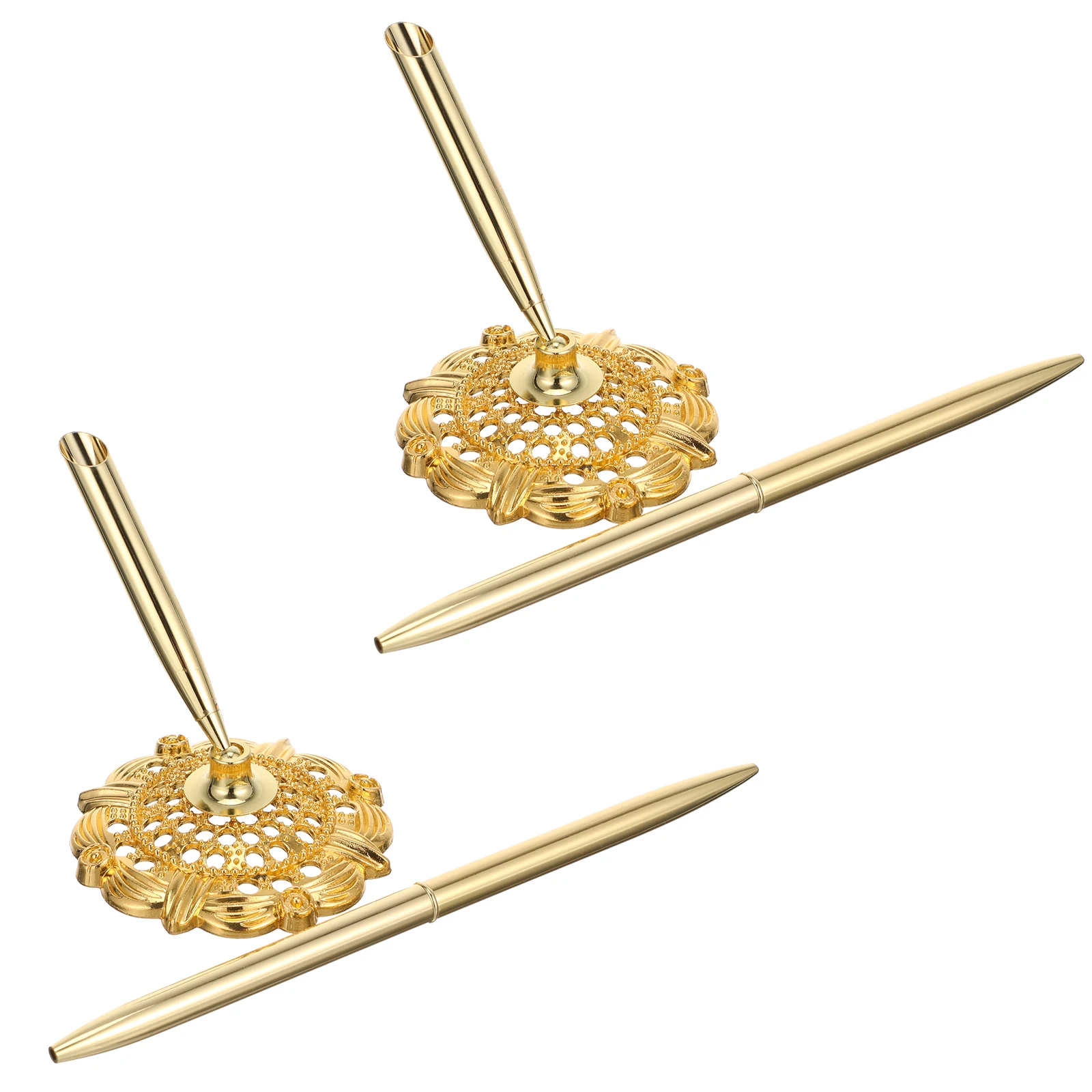 2pcs Gold Electroplated Pen Holder Ballpoint Pens Black Refills Desk Fixed Writing Instruments Office Business Use
2pcs Gold Electroplated Pen Holder Ballpoint Pens Black Refills Desk Fixed Writing Instruments Office Business Use