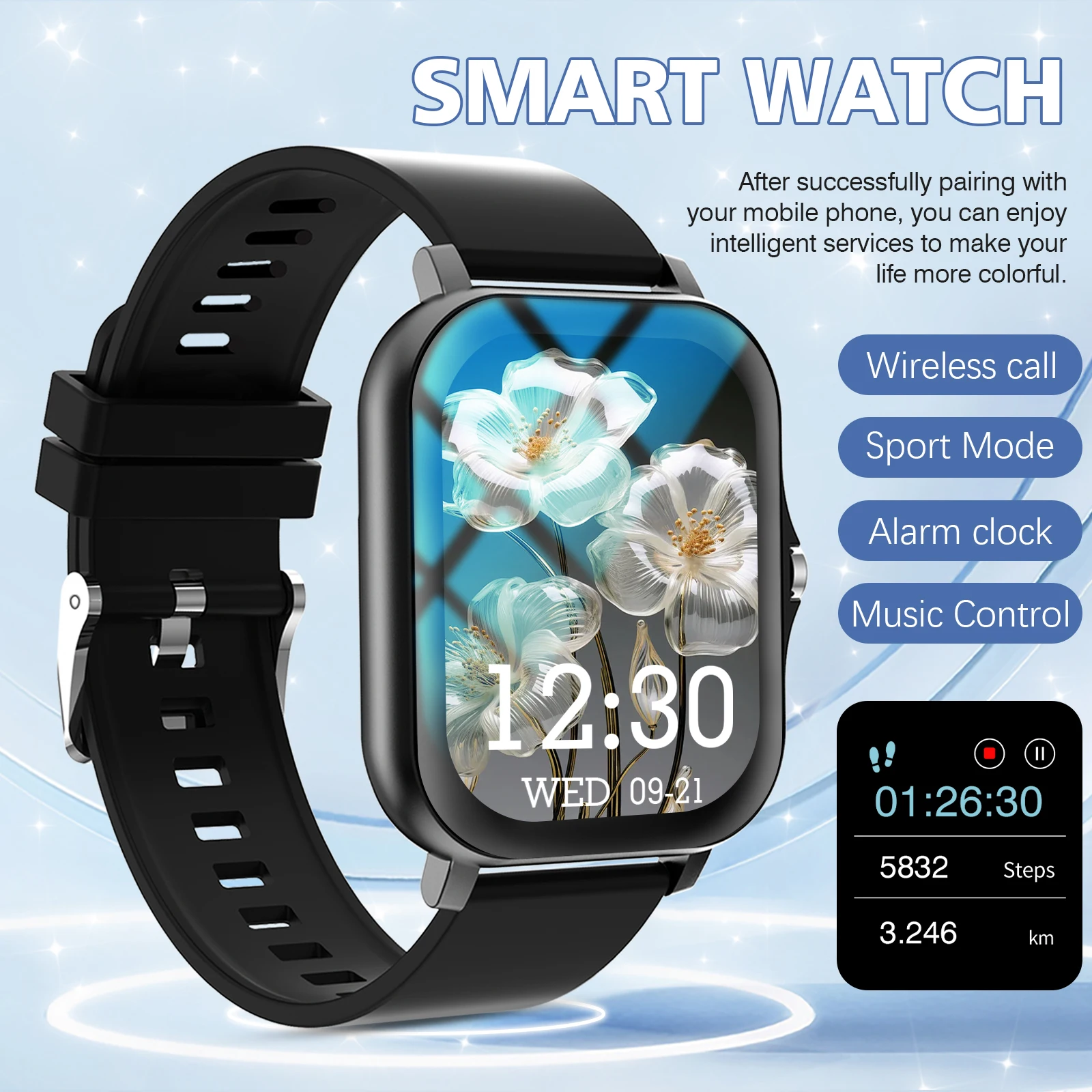 Умные часы с HD-дисплеем 1,83 дюйма — беспроводные звонки, пользовательские обои, совместимые с Android/iOS. Фитнес, оповещения, Управление музыкой. Стили 
Умные часы с HD-дисплеем 1,83 дюйма — беспроводные звонки, пользовательские обои, совместимые с Android/iOS. Фитнес, оповещения, Управление музыкой. Стили