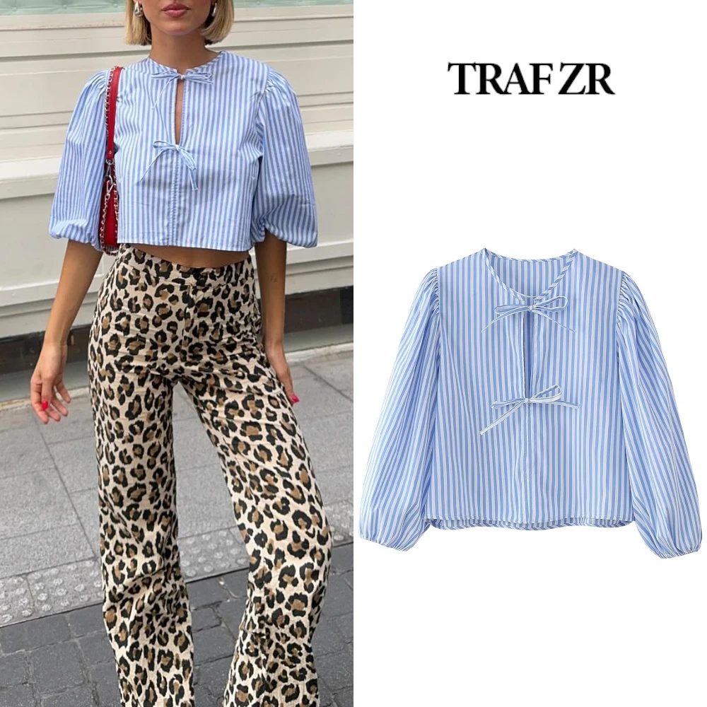 TRAF ZR Sweet Shirts & Blouses Half Sleeves O-neck Blouses for Lady Elegant Pullover Front Bows Female Crop Tops Woman Outfits
TRAF ZR Sweet Shirts & Blouses Half Sleeves O-neck Blouses for Lady Elegant Pullover Front Bows Female Crop Tops Woman Outfits