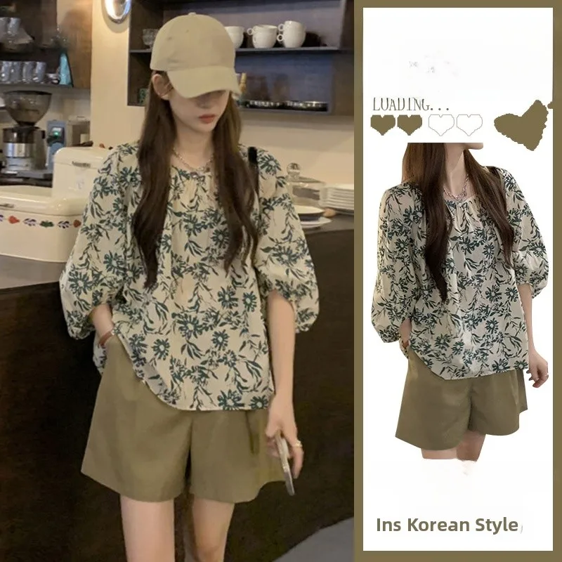 Floral Print Slimming High Waist Wide Leg Short Pants Women's Summer Casual Two Piece Set Fashionable Maternity Wear
Floral Print Slimming High Waist Wide Leg Short Pants Women's Summer Casual Two Piece Set Fashionable Maternity Wear
